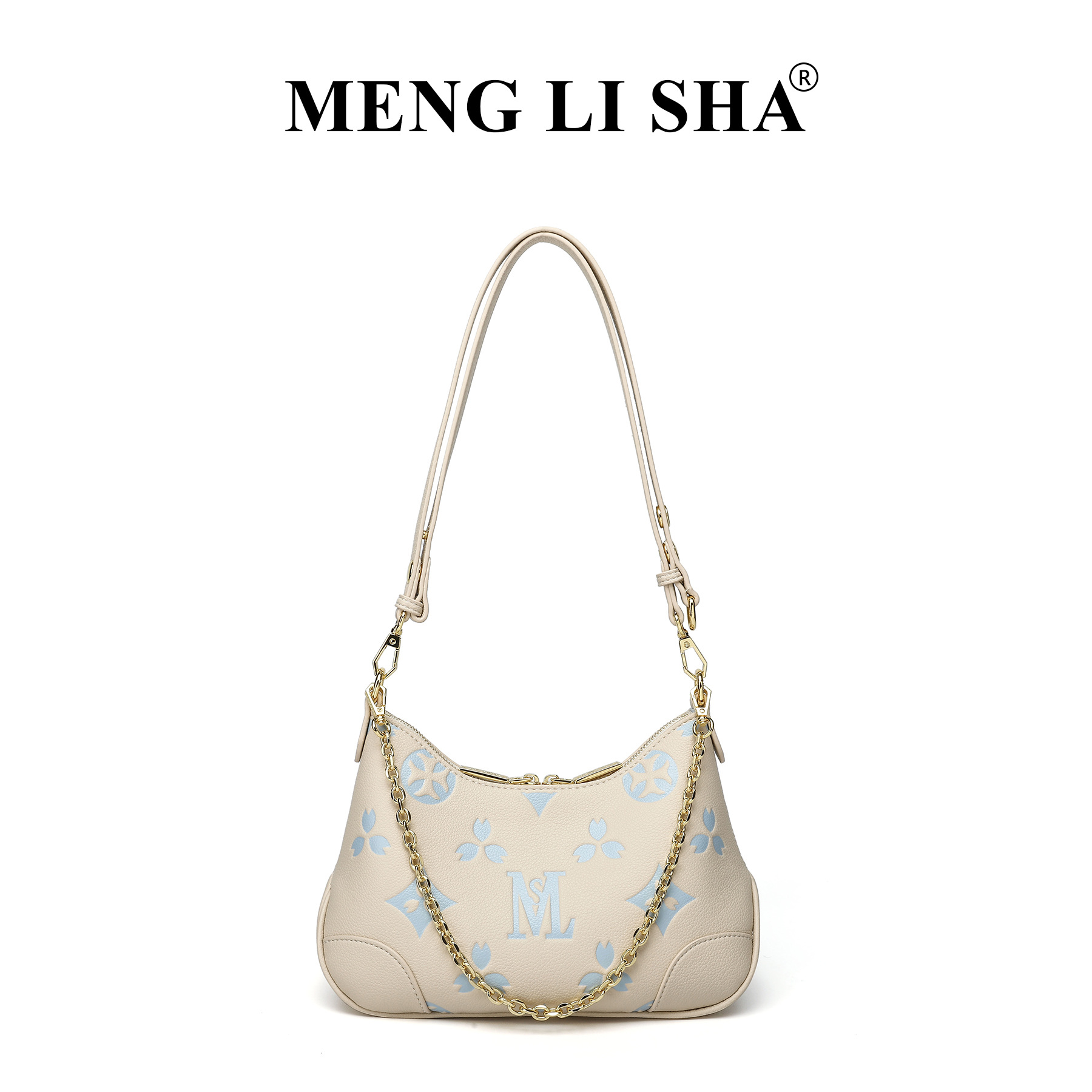MENG LI SHA Women's 2025 New European and American Retro Denim Single - shoulder Underarm Ox - horn Bag Versatile Commuting - friendly Large - ca