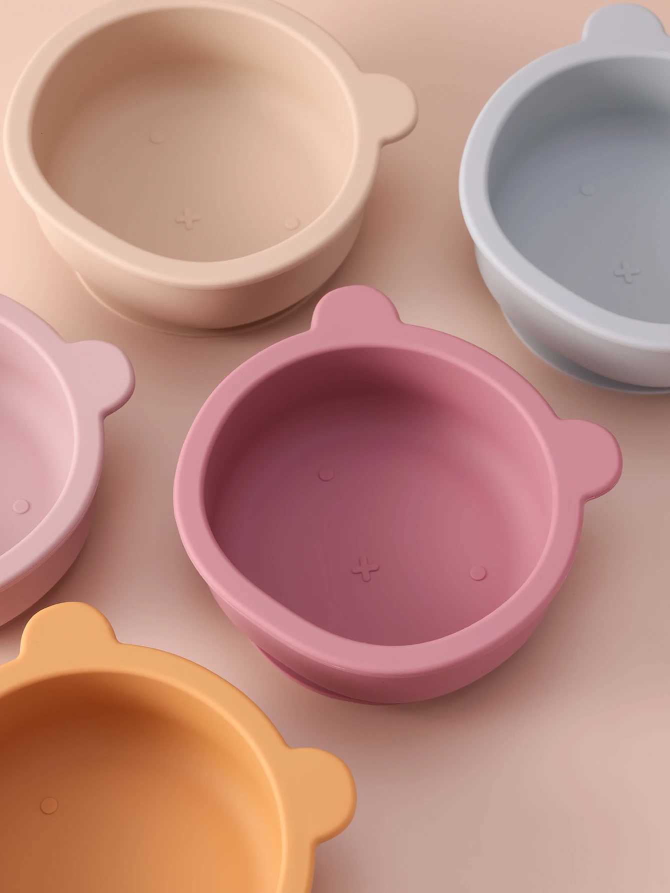 1PCS Bear Silicone Baby Bowl Suction Plate Self Feeding Dish BPA Free Toddler Training Essentials Non Slip Childrens Tableware X250806
