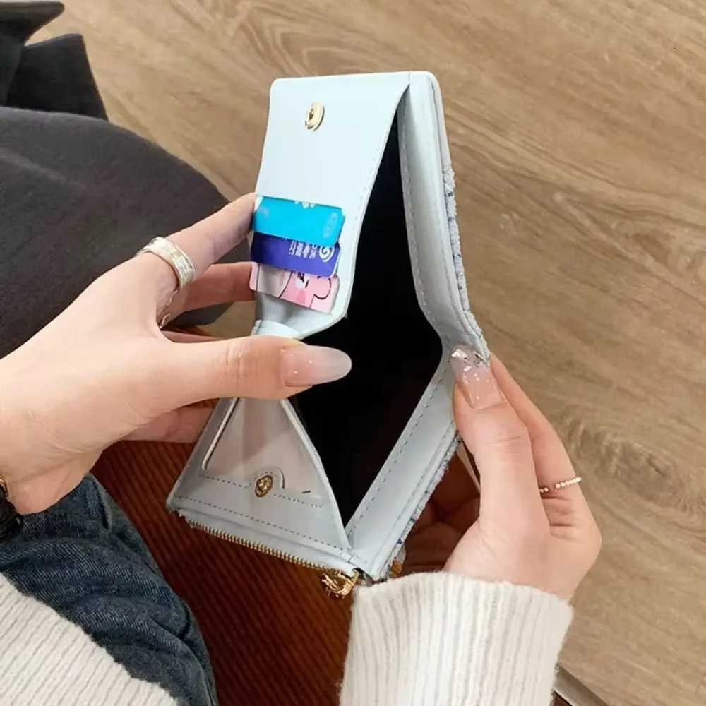 Women Mini Cute PU Leather Thread Short Wallet Ins Large Capacity Retro Fashion Coin Money Bag XJ250806