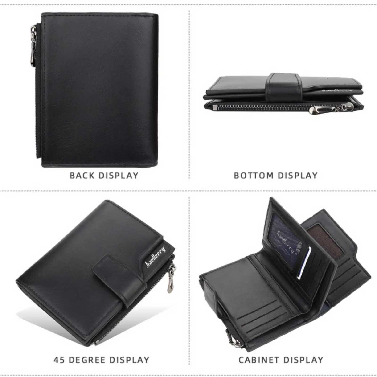 New Womens Short Leather Wallet Multi-Card Triple Fold Zipper Buckle Coin Purse Simple Casual Card HolderXJ250806