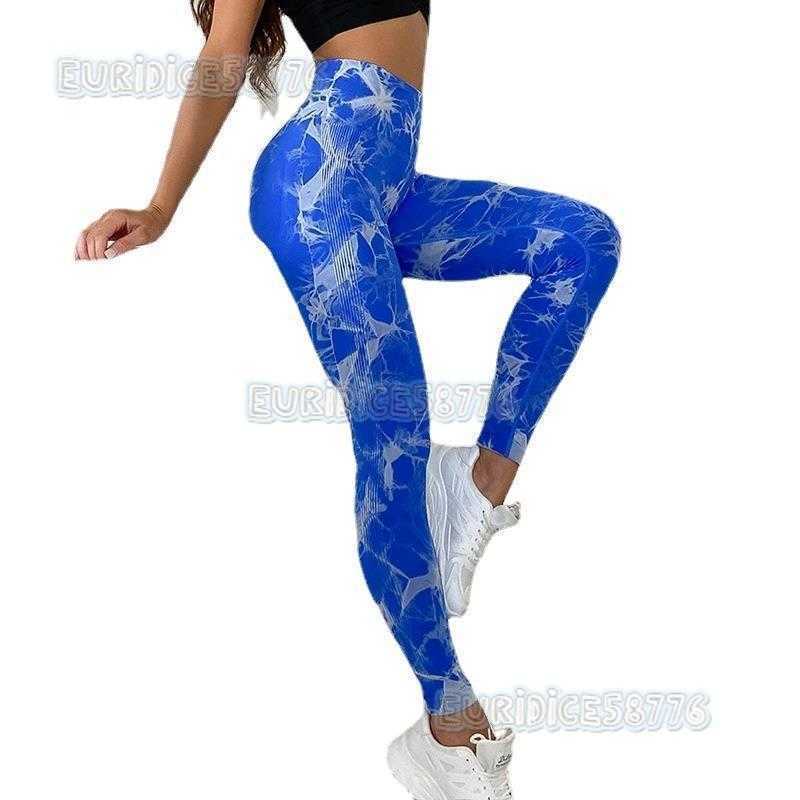 Peach Butt Lifting Tights Tie Bleach Seamless Tie Dye Sports Tights Abdominal Shrink High Waist Yoga Fitness Pants H250806