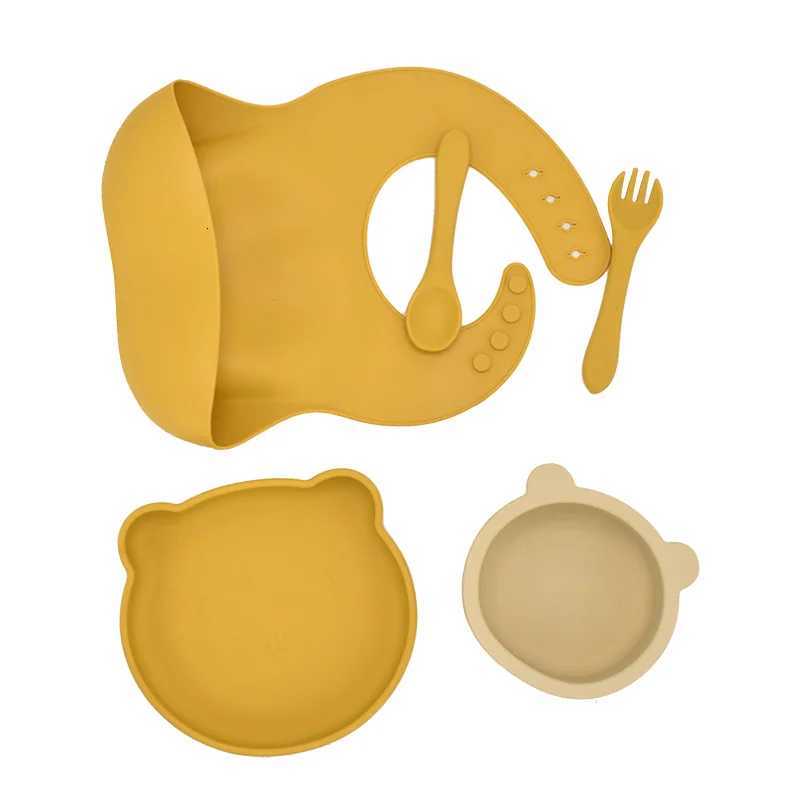 Baby Safe Silicone Dining Plate Solid Cute Cartoon Bear Children Dishes Training Tableware Kids Feeding Bowls BPA Free X250806