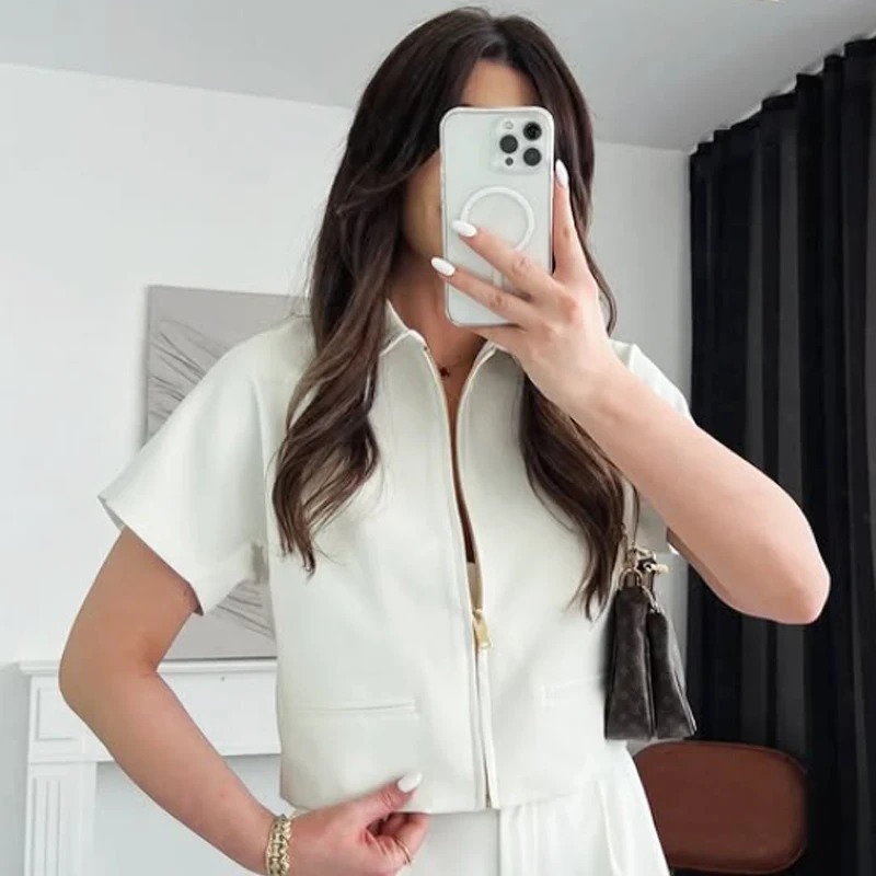 Short Autumn Women's New College Style Polo Jacket