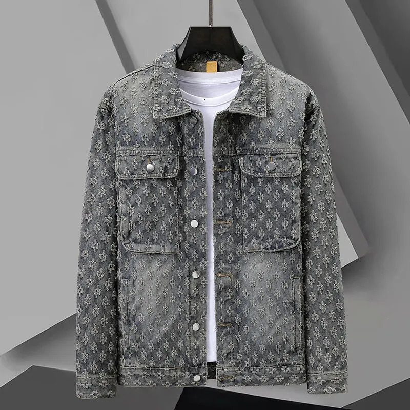 Spring Autumn Mens Denim Jackets Loosen Fit Vintage Jeans Coats Males Casual Clothes 250806