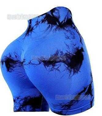 Seamless Peach Yoga Tight Shorts for Women Tie-dye Printed High Waist Hip-lifting Sports Running Fitness Shorts H250806