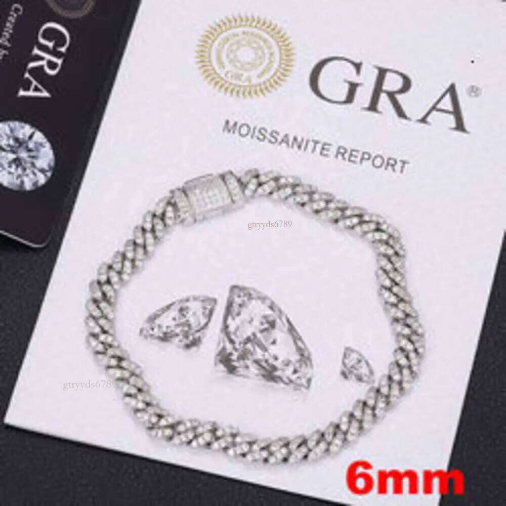 moissanite chain 6mm 8mm 13mm 15mm 18mm Custom Pass Dia Tester Sterling Sier Full D VVS Moissanite Cuban Link Chain For Men Women