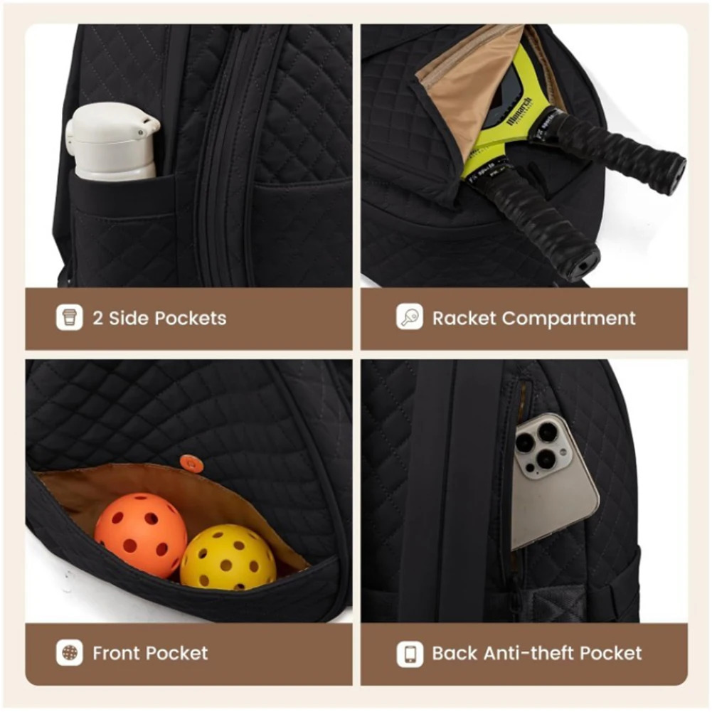 Quilted Large Tennis Bag Lightweight Racket Daypack with Multi-pockets Gym Duffel Bag for Rackets and Sports Gear 250806