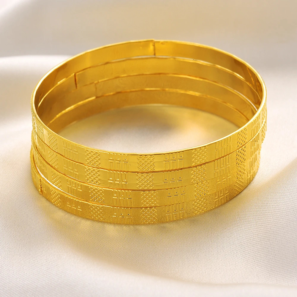 Ethpion 68MM 24K Ethiopian Wave Dubai Trendy Wedding Bangle for Women Arab African Gold Color Bracelet Jewelry Middle East Gifts 250805