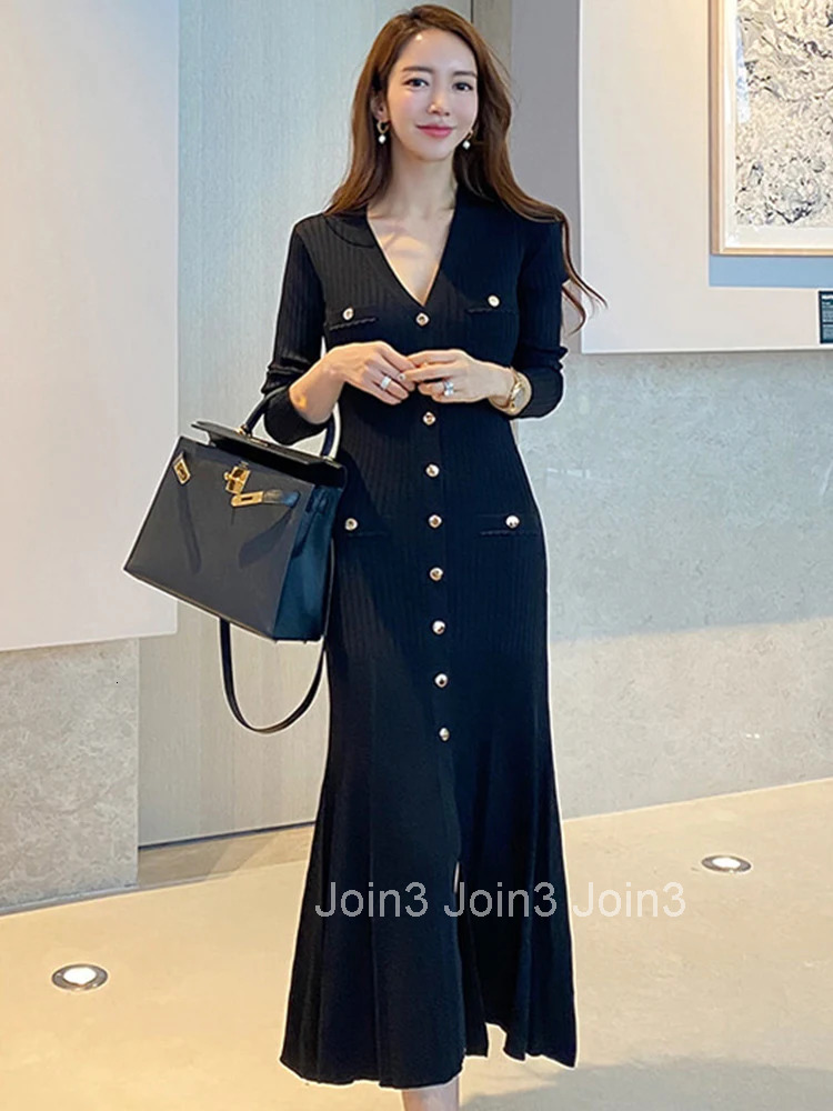 Spring Vintage Korean Style Maxi Dresses for Women Long Sleeve Bodycon Mermaid Robe Elegant Fashion Ladies Party Vestidos Femme