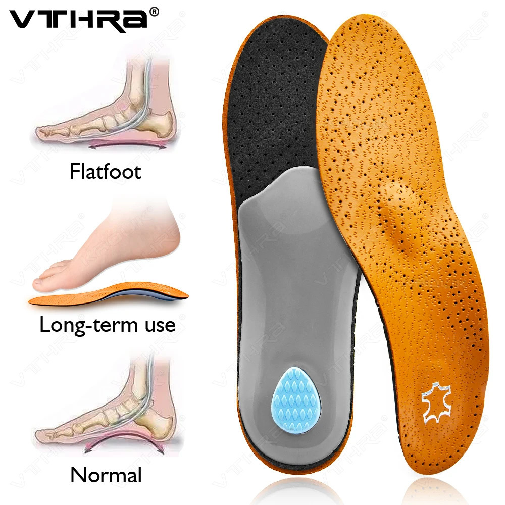 Leather Orthopedic Insole Ortic Arch Support Instep Flat Foot Shoe Pad PU Latex bacterial Active Carbon Foot Care Unisex 250805