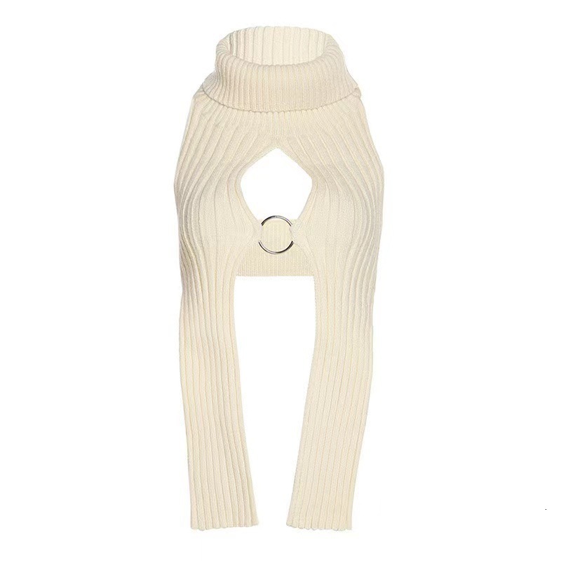 Sexy Lingerie Autumn Womens New Knitted Hollow Out Sleeveless Solid Color Slim Fit Sweater Sexy Uniform 220316