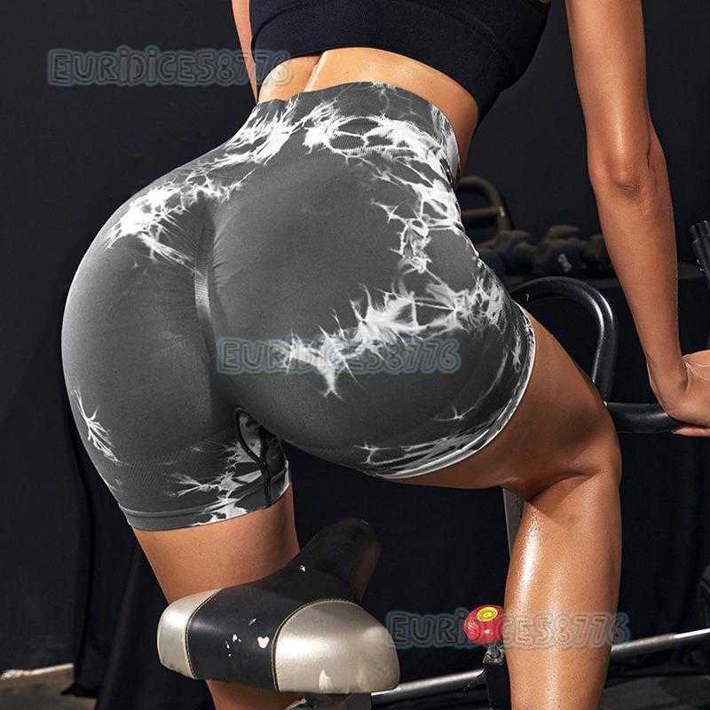 Honey Peach Hip Lifting Pants High Waist Tight Neck Tight Yoga Fitness Pants Seamless Tie Dye Tie Bleaching Sports Tights H250806
