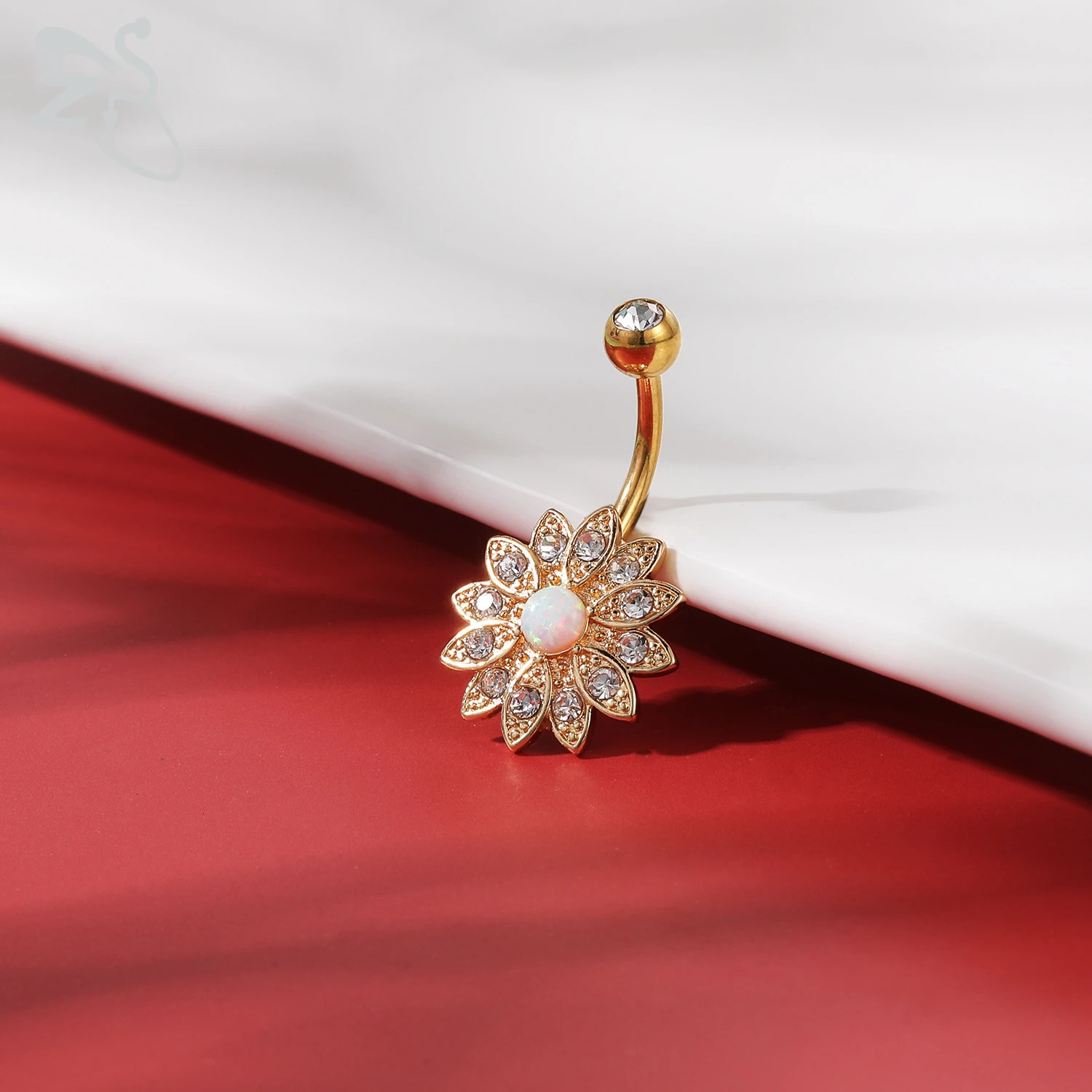 ZS 1 Piece Gold Color Stainless Steel Belly Ring Flower Heart CZ Crystal Navel Belly Button Rings Butterfly Navel Piercings 14G 250805