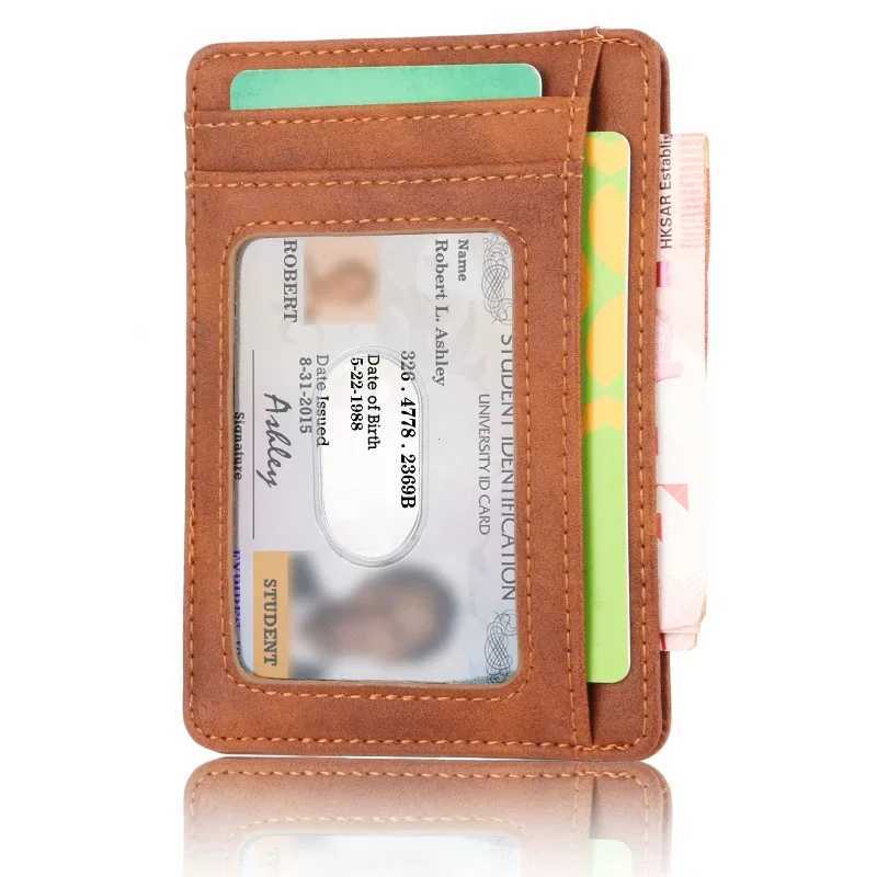 RFID Blocking Wallet Business Card Cover for Case Super Thin Men Leather Holder Card Travel Wallet Minimalist Wallet XJ250806