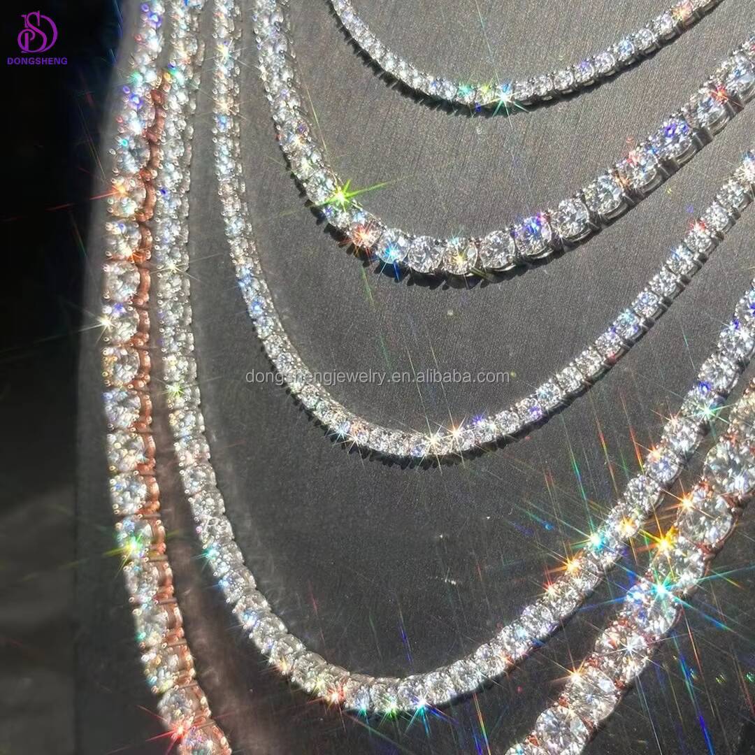 Best Selling Hip Hop Iced Out Fashion Jewelry Necklaces S925 4mm Laboratory Synthesis Gemstones Diamond Moissanite Tennis Chain