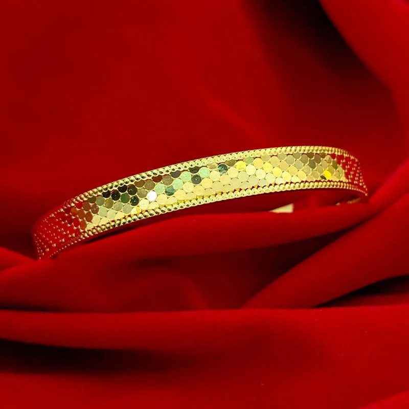Womens Hand Bracelet Dubai Gold Color 8mm Sparkling Cuff Bangles Wristband Jewelry Accessories Wholesale 250805