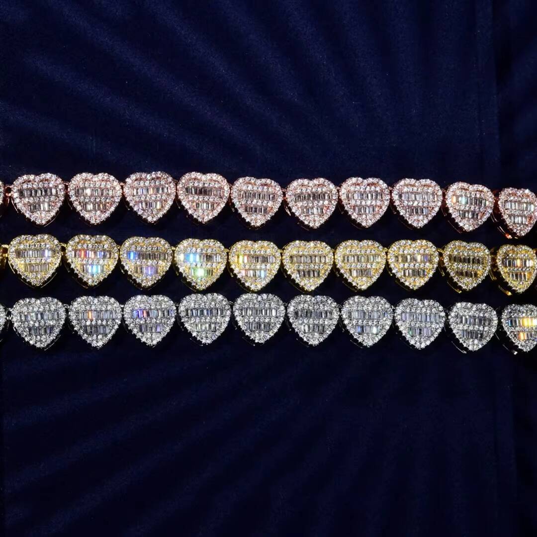 4mm Hip Hop Style Hand-Set VVS Moissanite on 925 Sterling Silver Tennis Chain Iced out Necklaces