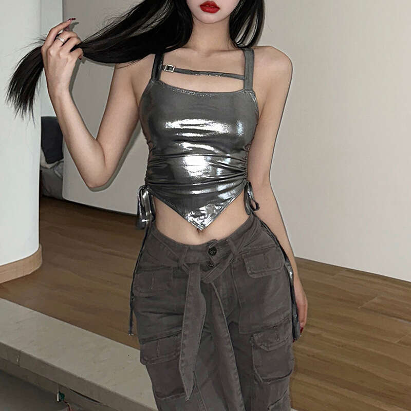 2025 Spring Summer New Women's Solid Color Slim designer Fit Fashion Strap Ruched Sexy Backless Vest