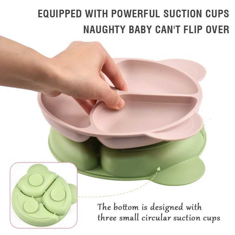 Baby Safe Sucker Silicone Dining Plate Solid Cute Cartoon Children Dishes Suction Toddle Training Tableware Kids Feeding Bowls X250806