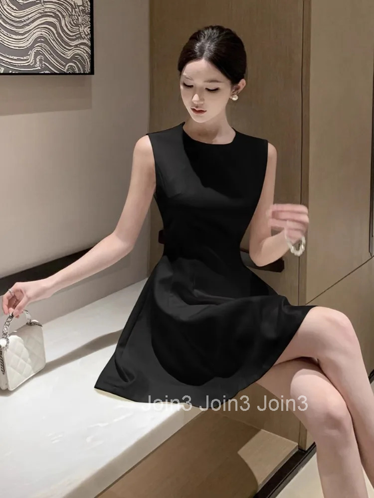 Woman Dress Elegant Sleeveless Summer Fashion Slim Ball Gown French Style Mini Dresses Sexy Party Ladies Temperament