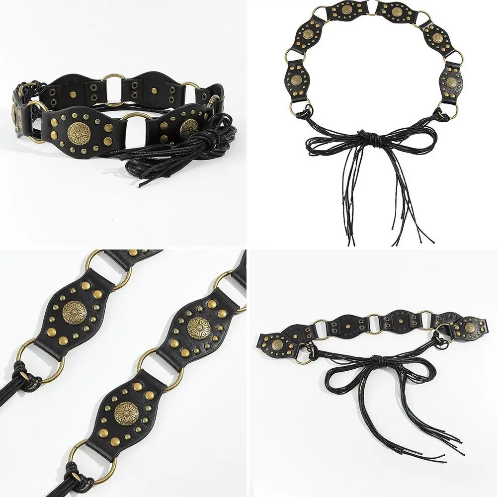 Western Style Disc Belt Girls Lolita Punk Y2K Wide Disc Belt Vintage Soft Exaggerated Cowboy Hollow Belt for Women 250806