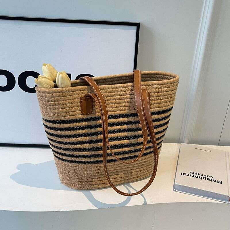 Women's Bags Straw women commuter shoulder tote new summer leisure large capacity woven portable bucket bag