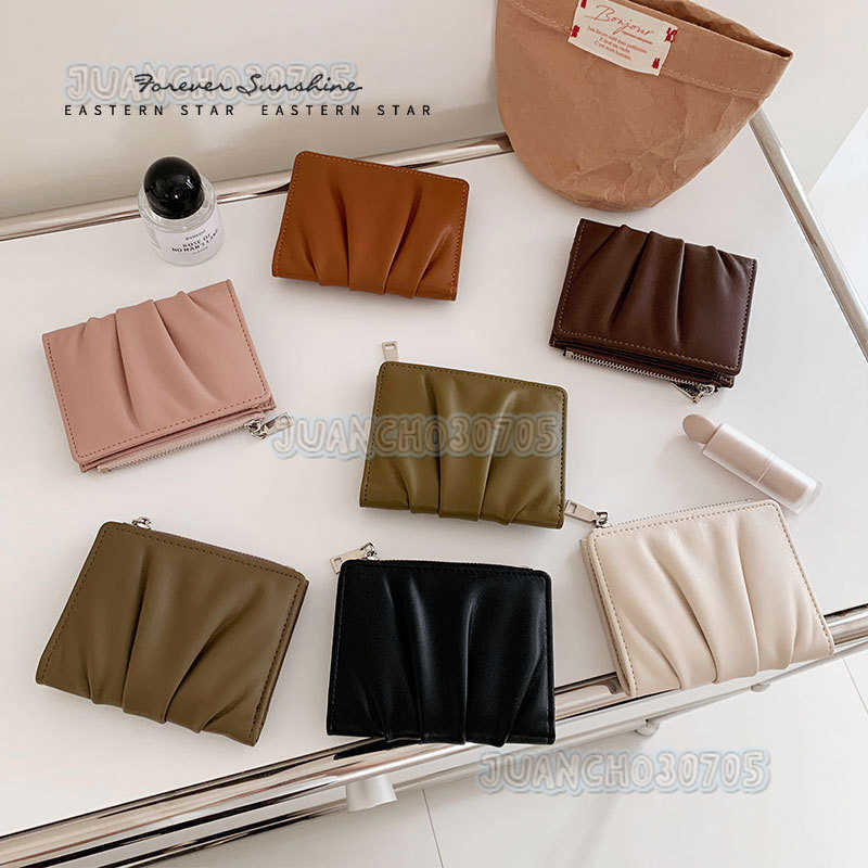 New Womens Card Holder Wrinkled Simple Mini Small Card Holder Multi-card Slot Solid Color Versatile H250806
