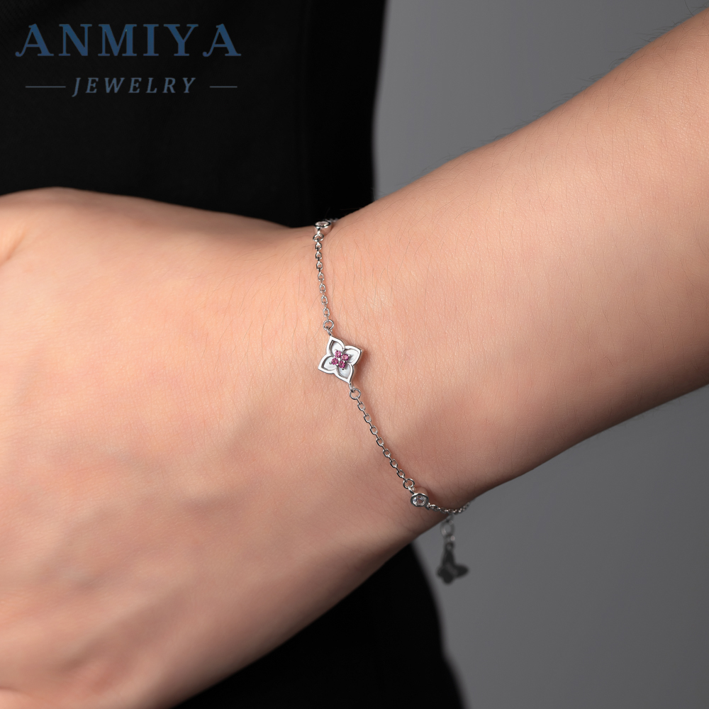 Simple Four Leaf Clover Pendant Four-petal Flower Bracelet 925 Silver Fashion Accessories Bracelet Women