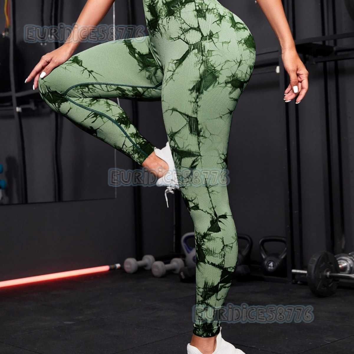 Thick Seamless Peach Tie-dye Yoga Pants Tight High Waist Hip-lifting Moisture-wicking Outdoor Sports Fitness Long Pants for Women H250806