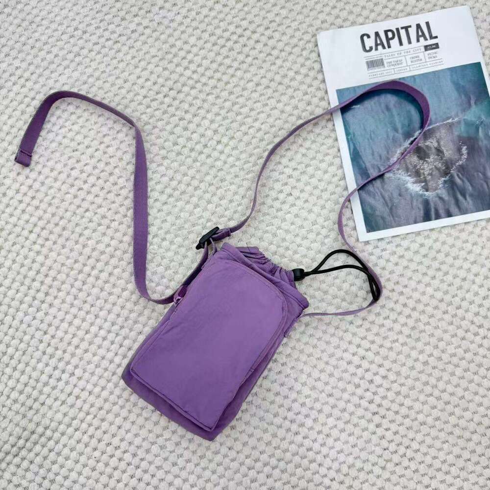 2025 Spring Solid Color Nylon Phone Unisex Lightweight Crossbody Shoulder Simple Matching Small Square Bag