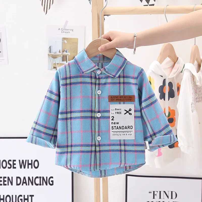 2025 Spring Boys Plaid Shirts Kids Long Sleeve Cotton Clothes Costume Baby Girl School Blouse Red Top Tee Shirts Outfit 18M-7Y X250806