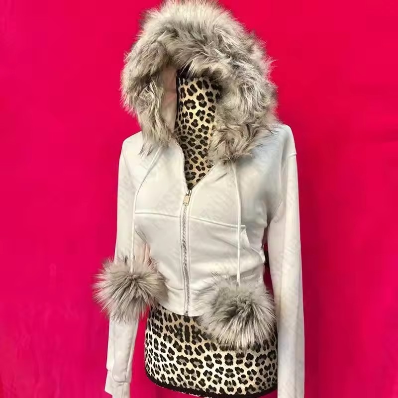 Mens Grunge Goth Y2K Zipper Hoodie Plush Splicing Hat Casual Loose Street Clothing Harajuku Fashion Hoodie Sportswear 241213