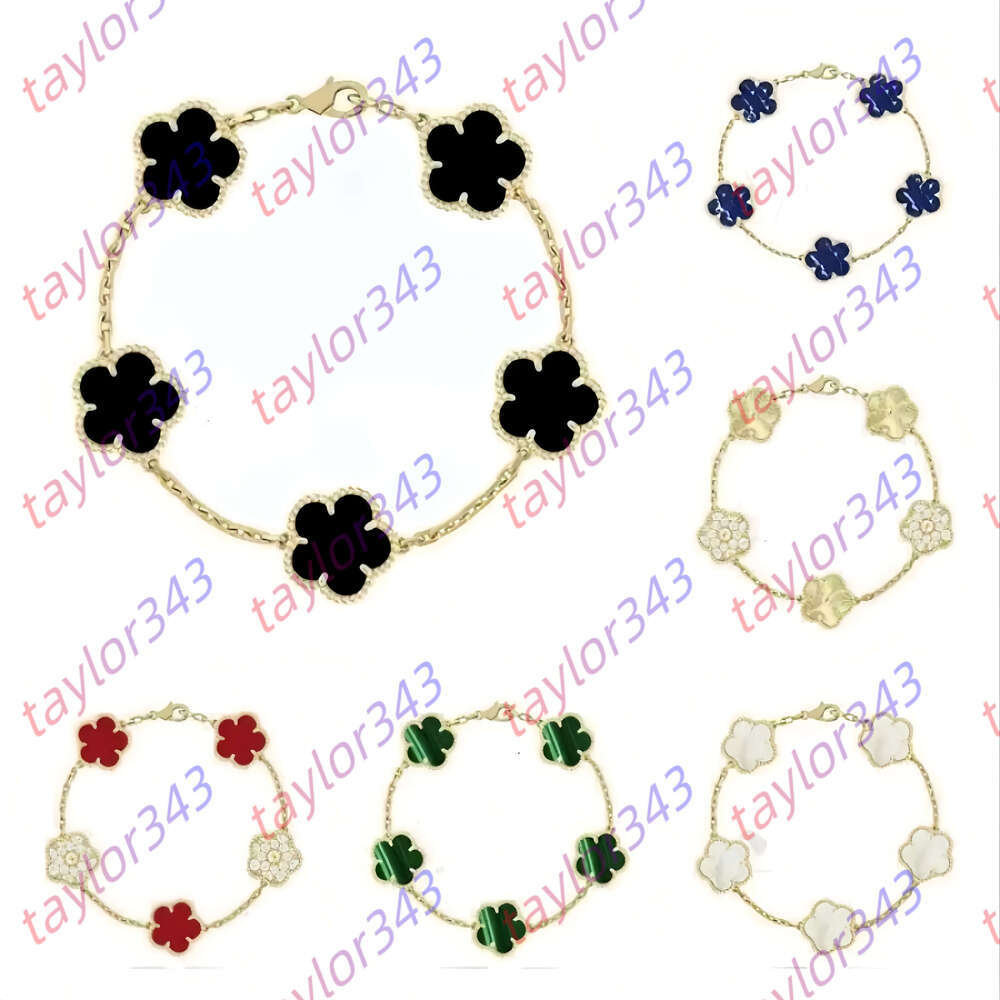Designer Bracelet Women Plated Gold Bracelet Red Green White Shell Agate Charm Luxury Bracelets Woman Jewlery