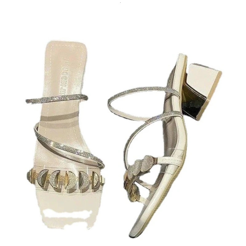 High Heel Sandals Summer Women Fashion Rhinestone Ladies Sexy Sandals Female Leather Sandals Plus Size 34-40 250731