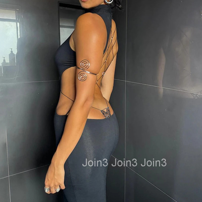 Sexy Backless Black Maxi Dresses For Women Summer Sleeveless Elegant Bodycon Halter Long Dress Casual Party Vestidos