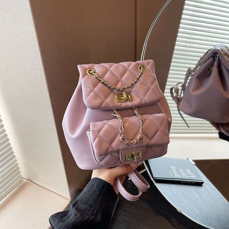 Mini backpack with chain decoration -2 pocket design, adjustable shoulder strap, perfect for women's daily use and travel