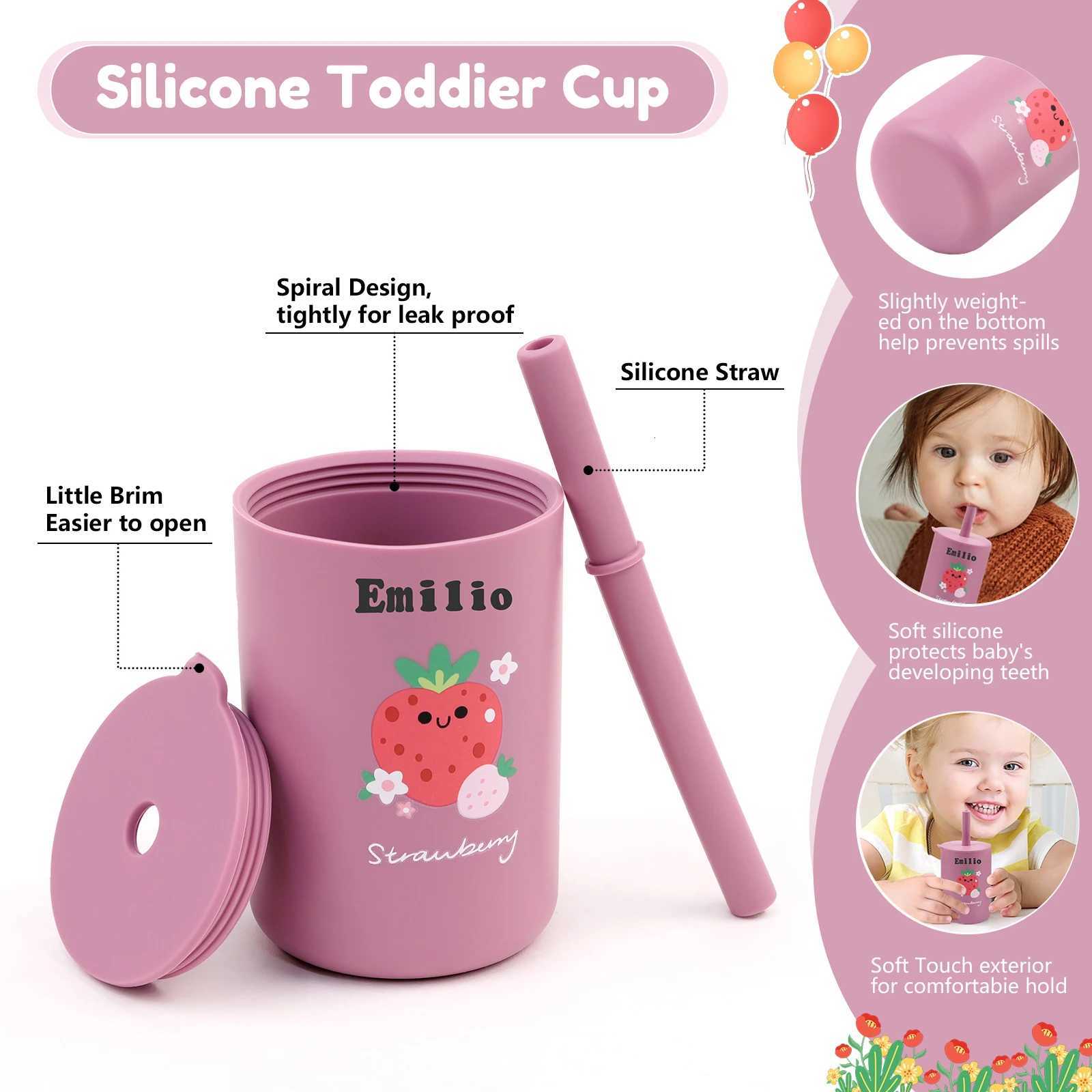 Baby Feeding Drinkware Straw Cup Baby Learning Feeding Bottles Anti-Hot Leakproof Silicone Tableware Toddler Water Bottle X2508061
