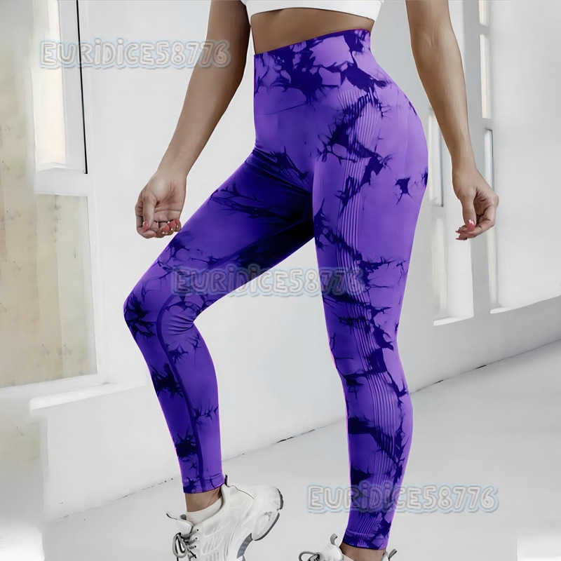 Seamless Tie-dye Yoga Pants Fitness Embarrassing Lines Quick-dry Sports Leggings High Waist Peach Butt High Elasticity Pants H250806
