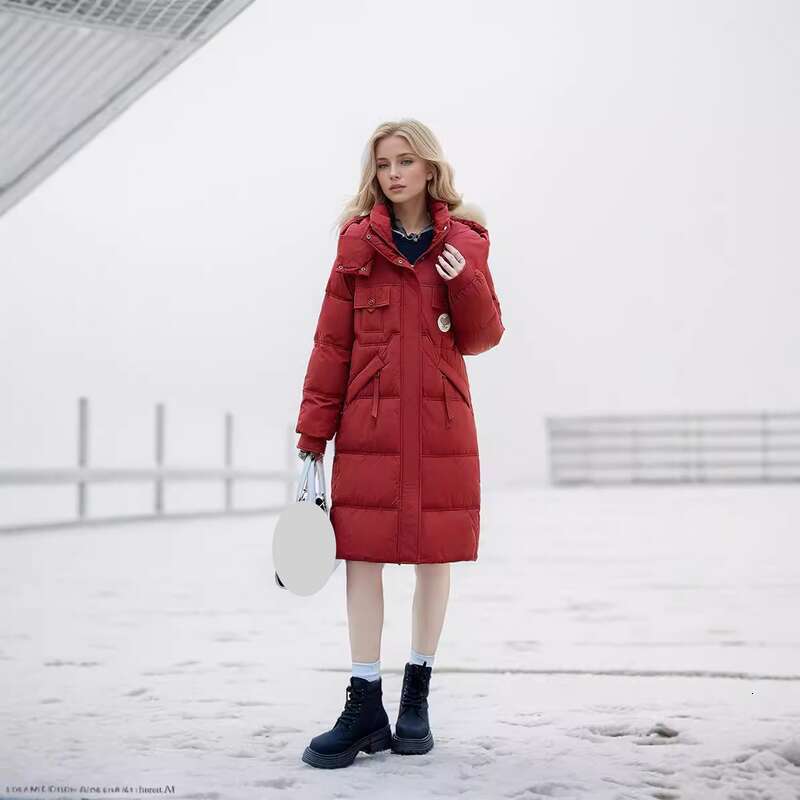 Women's Clothing Mid Length Warm New Fashion Winter Large Size Hooded Thickened Cotton Jacket Flat Coat