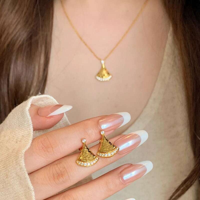 French Light High-End Ice Crystal Mini Dress with Dia Necklace and Earrings Palace Style Versatile Exquisite Set