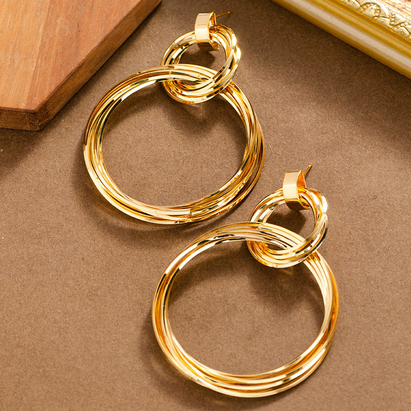 Fashion Exaggerated Style Geometric Circle Earrings for Women Simple Stylish High-end Sier Needle Ear Jewelry