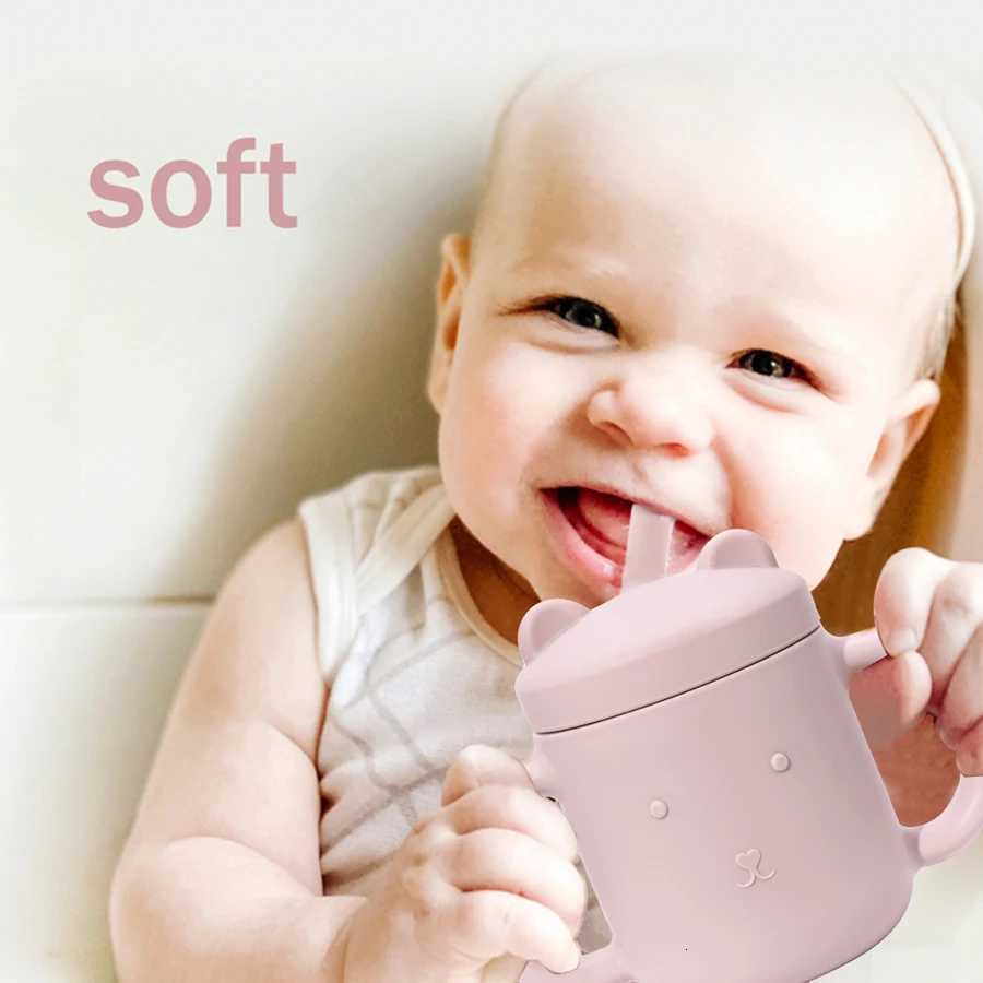 100% BPA Free Safe Baby Cup Drinking Training Cartoon Shape Cup Baby Silicone Sippy Cups With Straw For Toddler Baby Items X250806