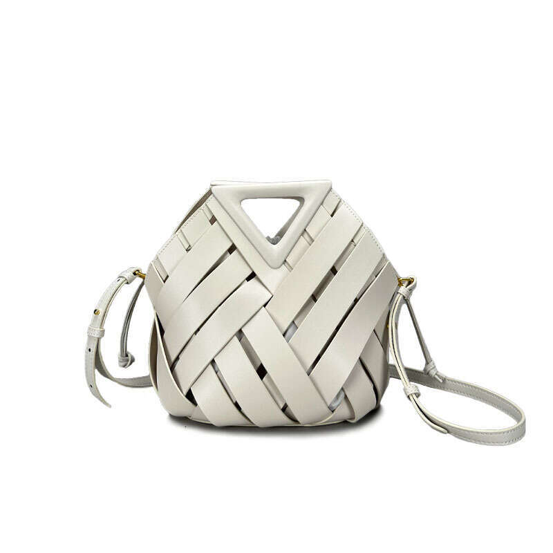 DHcollections New Style Vegetable Basket Triangle Magnetic Buckle Genuine Leather Woven Hollow Women's Handbag Tote Shoulder Crossbody Bag