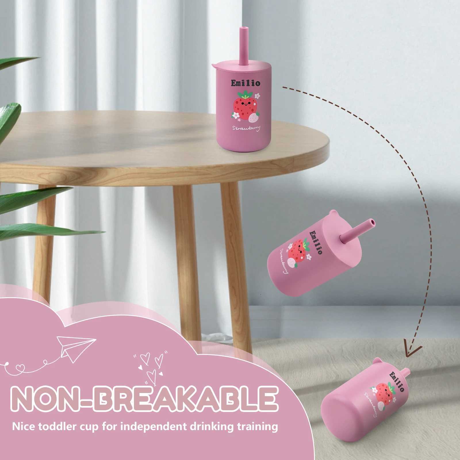 Baby Feeding Drinkware Straw Cup Baby Learning Feeding Bottles Anti-Hot Leakproof Silicone Tableware Toddler Water Bottle X2508061