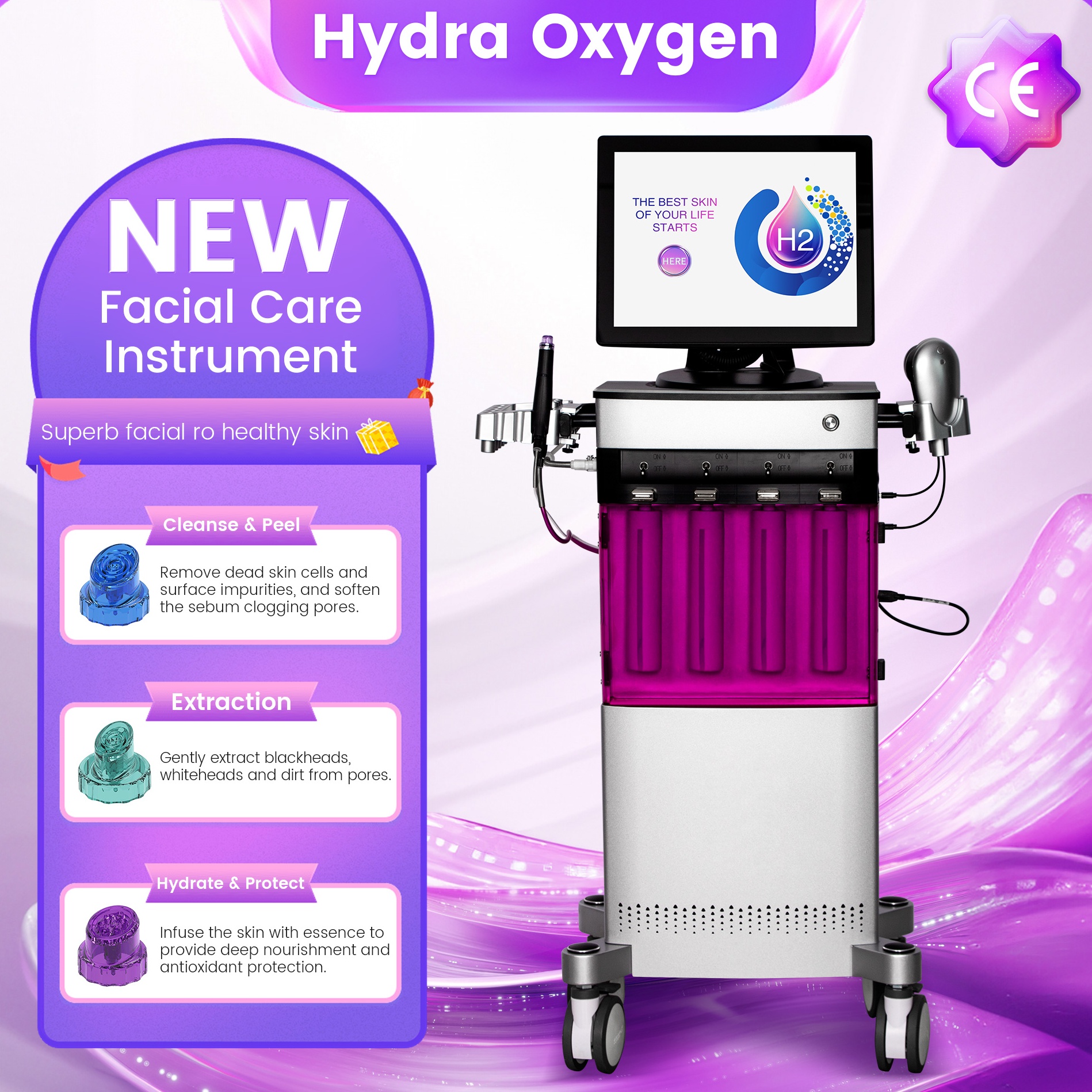 Oxygen Facial Mask Machine Microcrystal Skin Polisher Professional Deep Cleaning