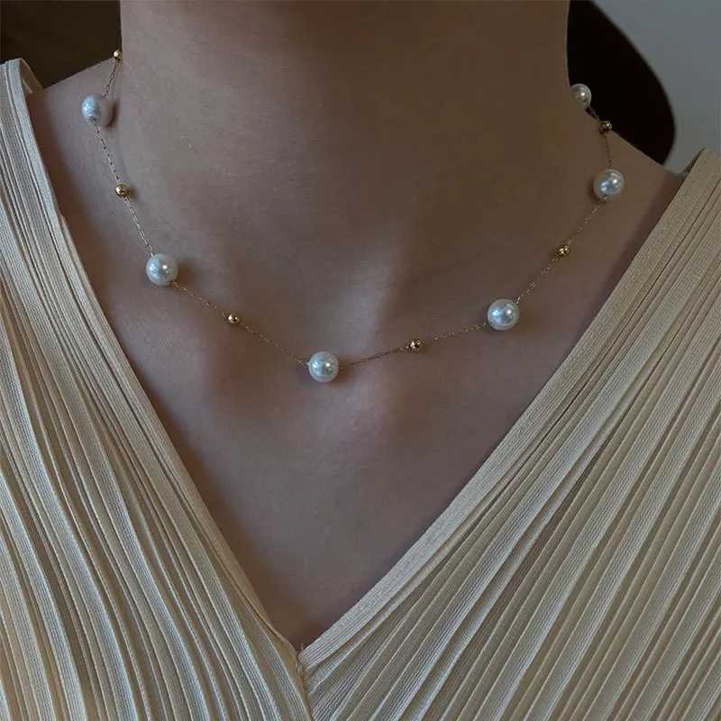 Stainless Steel Ball Pendant Necklace Fashion Jewelry Minimalist Chain Pearl Necklace Fashion Womens Jewelry Y250805