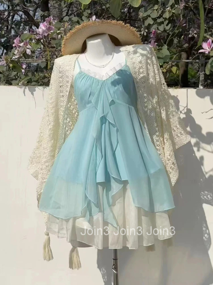 Coquette French Vintage 2 Piece Set Women Casual Hot Girls Sexy Design Outfits Y2k Elegant Beach Style Evening Party Clothing