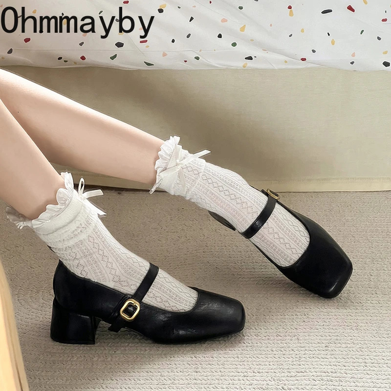 er Vintage Women Mary Jane Shoes Fashion Square Toe Shoes Spring Autumn Elegant Low Heels Sandals 250731