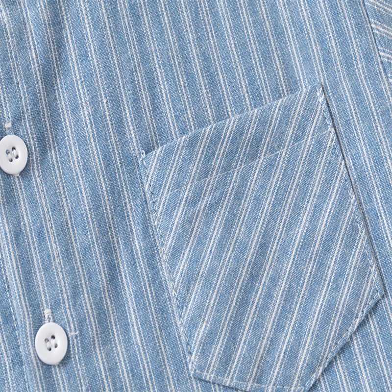 2025 Summer Children Striped Shirt Boys V-neck Short-sleeved Shirt Korean Version Style Baby Cotton Casual Top X250806