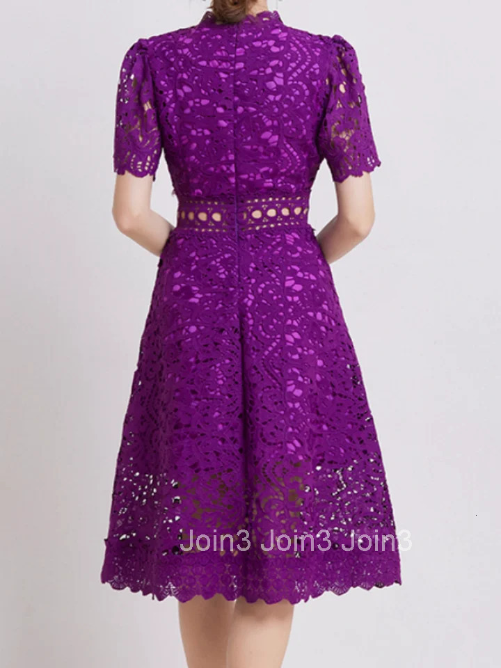 HAM Spring New Womens Lace Dresses Floral Crochet Hollow Out Vestido Patchwork Casual Slim Office Party Long Dress